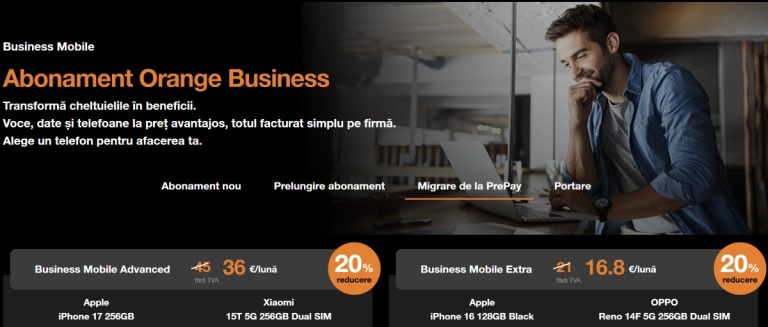 Începând cu 1 aprilie tarifele pentru abonamentele de business de la Orange vor crește cu 6.8%, după ce în 2024 au mai crescut cu 5%.