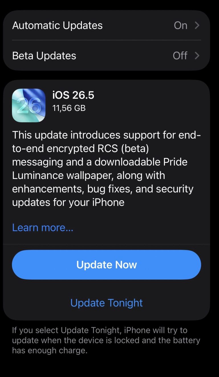 Vedeţi ce aduce pachetul iOS 26.5 în ciuda faptului că are peste 11GB!