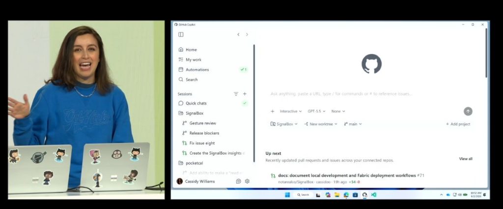 Azi, în keynote-ul conferinței BUILD 2026 a fost anunțată aplicația GitHub Copilot.