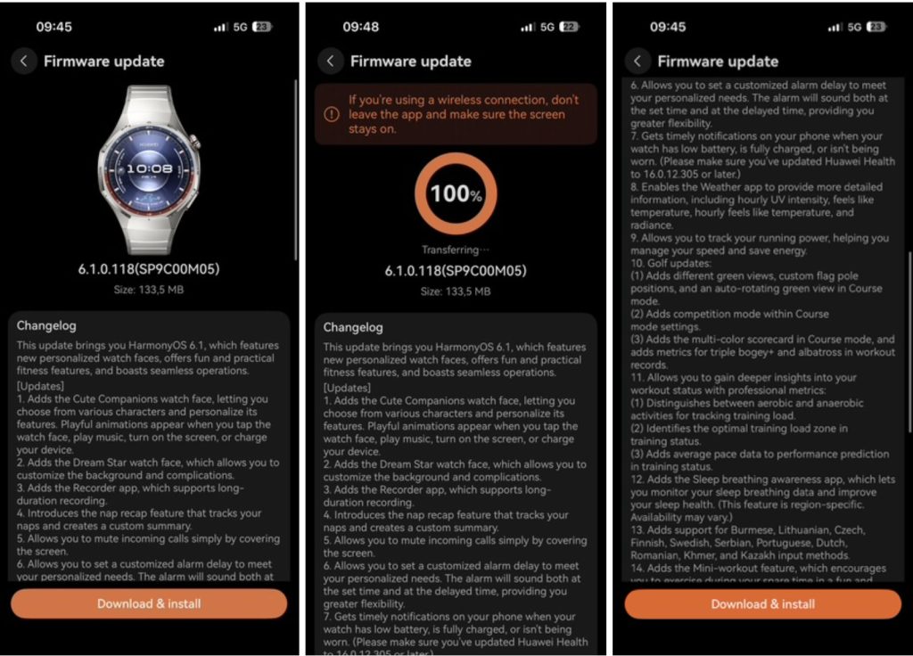 Zilele acestea am primit actualizarea 6.1.0.118 (SP9C00M05) pe Huawei Watch GT 6 Pro cu HarmonyOS 6.1 ce aduce optimizări de performanță și mai multe funcții noi. Citiți mai departe să vedeți ce e nou!