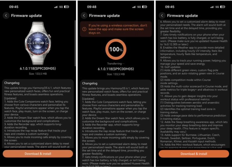Zilele acestea am primit actualizarea 6.1.0.118 (SP9C00M05) pe Huawei Watch GT 6 Pro cu HarmonyOS 6.1 ce aduce optimizări de performanță și mai multe funcții noi. Citiți mai departe să vedeți ce e nou!