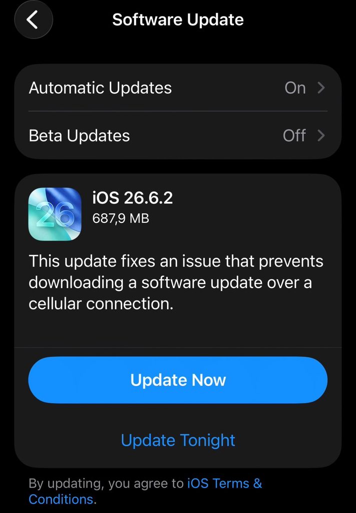 În timp ce toată lumea așteată iOS 27, Apple vine cu iOS 26.6.2, un update ce nu prea aduce nimic.